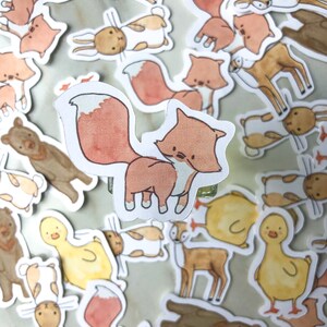 Watercolor Animal Sticker Pack, Watercolor Fox Sticker, Watercolor Bear Sticker, Watercolor Duck Sticker, Laptop Bottle Sticker, animals