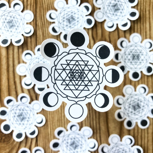 Sri Yantra Lunar Sticker, Sri Yantra Sacred Geometry, Lunar Cycle Sticker, Sacred Geometry Sticker, Sri Yantra