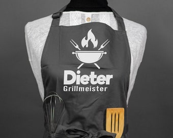 Grillmeister Kugelgrill ! personalisierte Kochschürze / Grillschürze / Backschürze mit Bauchtasche Damen\Herren Muttertag Geburtstag