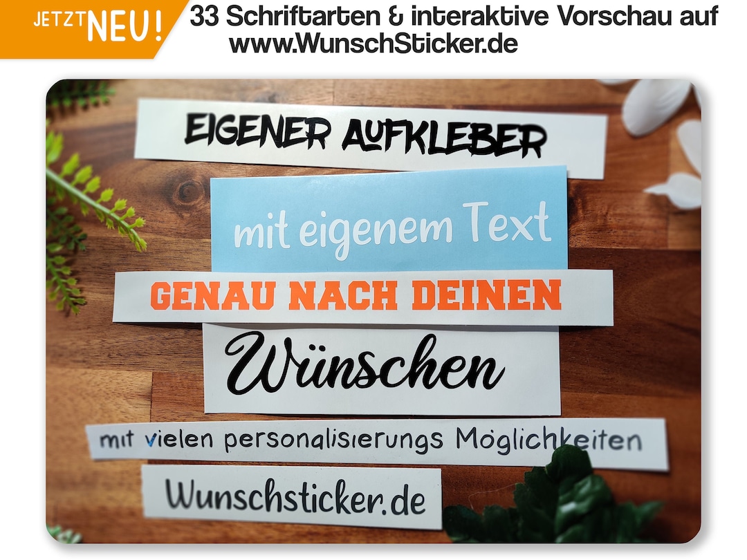 Aufkleber mit Wunschtext oder Name 15 Schriftarten zur Auswahl Dein Logo  SchriftzugAuto Sticker - .de