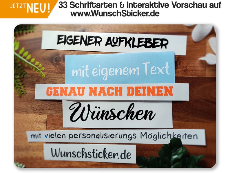 Aufkleber mit Wunschtext oder Name 15 Schriftarten zur Auswahl Dein Logo SchriftzugAuto Sticker Bild 1