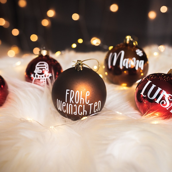 Weihnachtskugel Aufkleber  Beschrifte deine Kugeln mit deinem  Wunschtext , Etiketten, Aufkleber, Christbaumschmuck