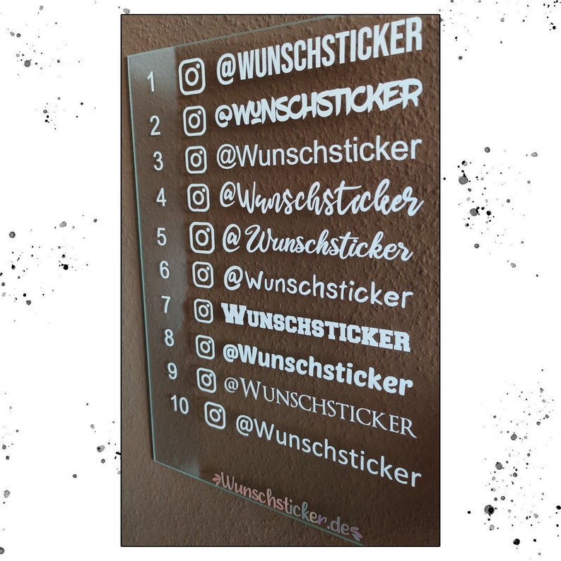 2x Instagram Name als Vinyl Sticker für Auto, Scheiben, Wakeboard, Ski , Flaschen Personalisierter Sticker Eigenwerbung Instagram Bild 2