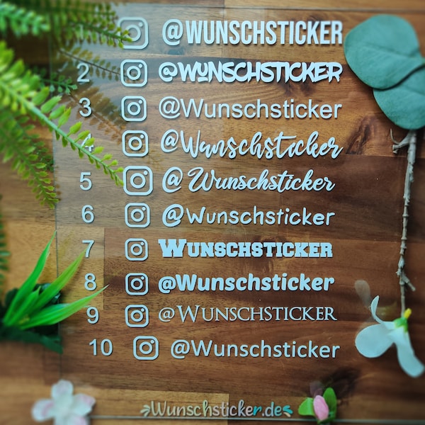 2x Instagram-naam als vinylsticker voor auto, ramen, wakeboard, ski, flessen | Gepersonaliseerde sticker | Zelfpromotie Instagram |