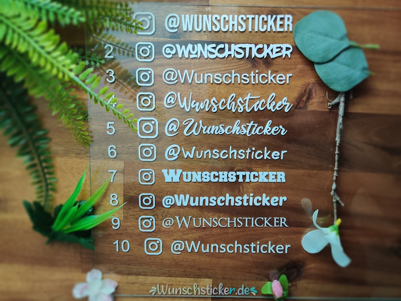 2x Instagram Name als Vinyl Sticker für Auto, Scheiben, Wakeboard, Ski , Flaschen Personalisierter Sticker Eigenwerbung Instagram Bild 1