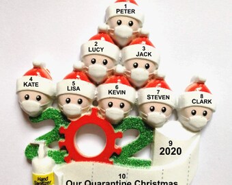 KEEOU Personalized 2020 Christmas Ornament for Quarantine Family, Gifts for Grandkids Co-Workers Friends Customized Name for Family Members Ideal for Remembering The Hard TIME in 2020 1 Person