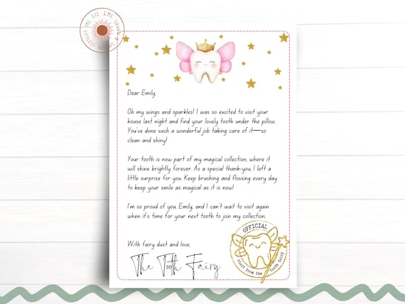 Tooth Fairy Letter Printable, Editable Tooth Fairy Note Canva Template, Tooth Fairy Printable, First Tooth Fairy Receipt, Digital Download