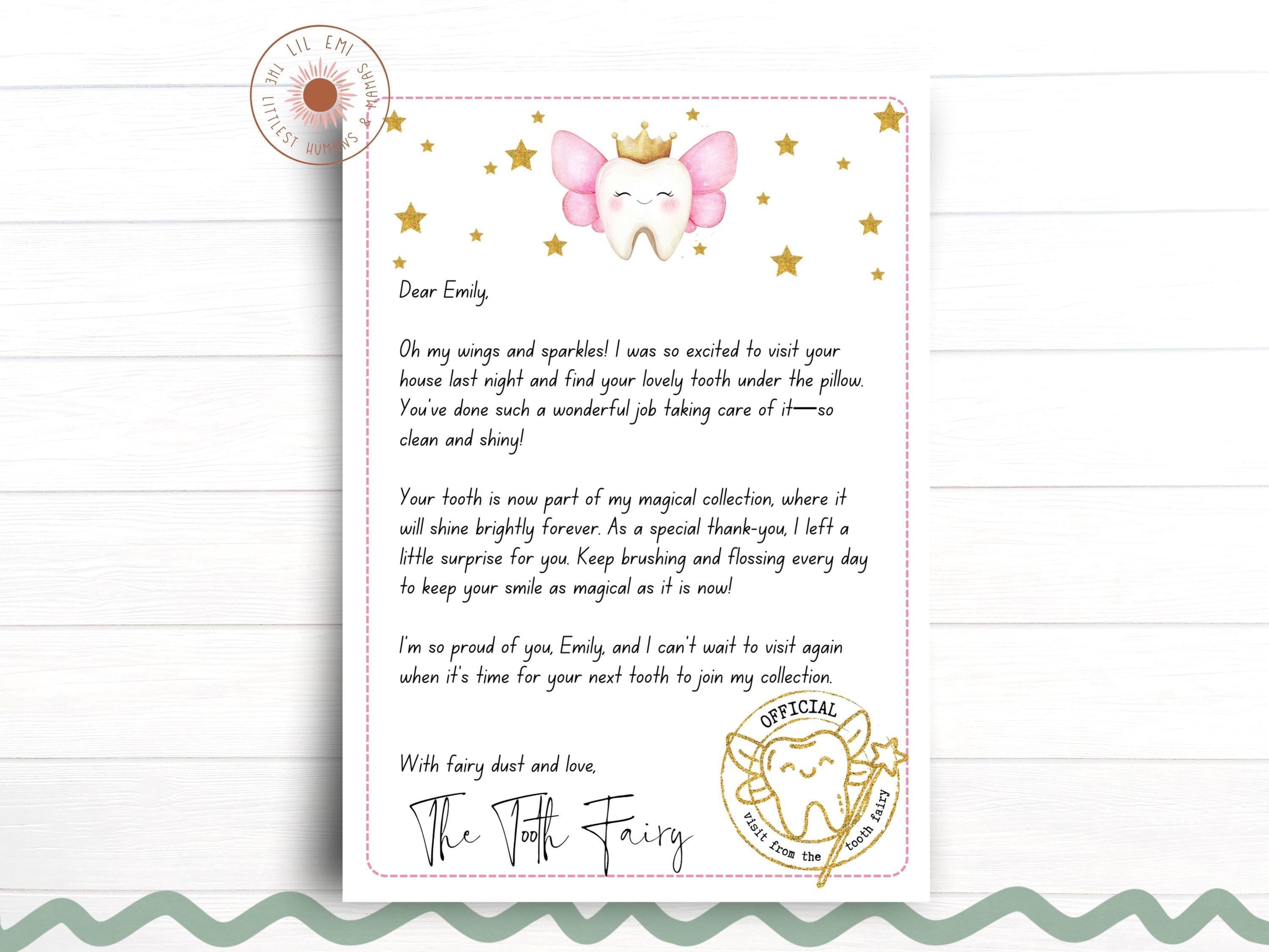 Tooth Fairy Letter Printable, Editable Tooth Fairy Note Canva Template