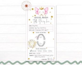 Editable Tooth Fairy Receipt Printable, First Tooth Lost, Realistic Tooth Fairy Letter, Kids Canva Template Digital Download