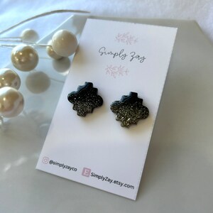 Black and Gold Earrings| Sparkle Earrings| Black Earrings| New Years Earrings| Stud Earrings| Handmade Earrings| Gifts for Her| Small Studs