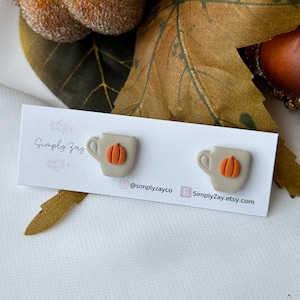 Pumpkin Coffee Mug Earrings| Fall Coffee Earrings| Fall Stud Earrings| Fall Jewelry Clay Earrings| Handmade Earrings| Pumpkin Spice Jewelry