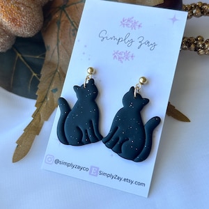 Cat Earrings| Cat Lover Jewelry| Animal Earrings| Fall Earrings| Handmade Earrings| Sparkly Cats