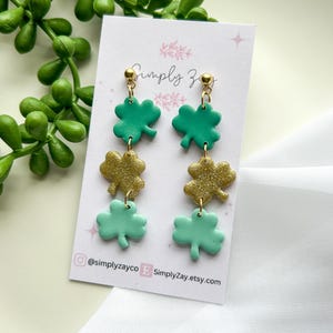 St Patrick’s Day Earrings| Green Shamrock Earring| Irish Inspired Jewelry| Green Four Leaf Clover Earring| Lucky Charm Earrings| Irish Green