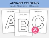 Alphabet Coloring Pages Printable | A-Z Letter Worksheets | Preschool Learning Printables | ABC Coloring Sheets | Kids Education Activity