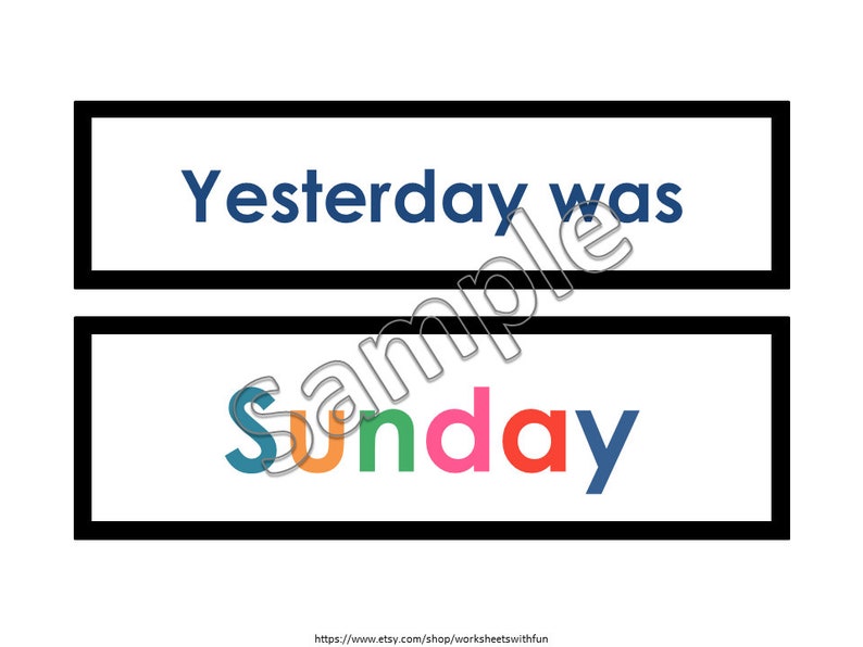 Days of the Week Cards Days of the Week Printable Days of - Etsy