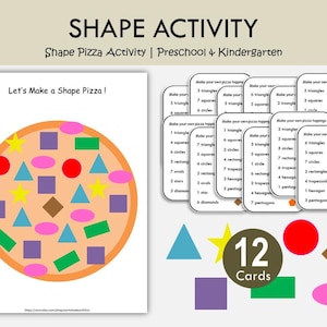 Shape Pizza Activity Printable for Preschool, Shape Matching Game, Fine Motor Math Center, Kindergarten Hands On Learning, Pizza Busy Binder image 1