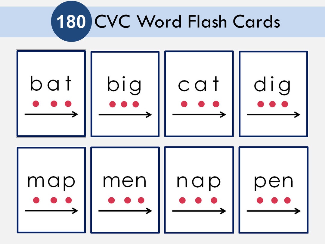 cvc-words-flash-cards-printable-cvc-flashcards-learn-to-read-kindergarten-reading-phonics-spellings-montessori-vowels-etsy for Free Printable Cvc Picture Cards CVC Words Flash Cards Printable, CVC Flashcards, Learn to Read, Kindergarten Reading, Phonics, Spellings, Montessori, Vowels - Etsy for Free Printable Cvc Picture Cards