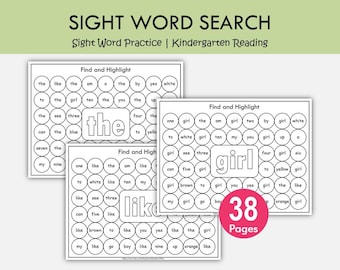 Sight Word Search Worksheets | Dab & Color Sight Word Practice | Preschool Kindergarten Reading Printables