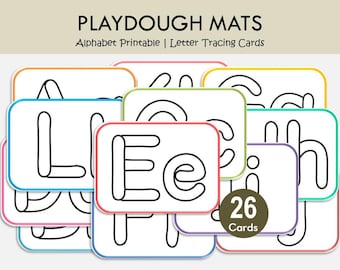 Alphabet Playdough Mats, Preschool Upper & Lowercase Letter Tracing Cards Printable, Fine Motor Activity, Learning ABC