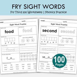 Fry Third Hundred Sight Word Worksheets Printable | High Frequency Word Practice | Reading Fluency Activities | Word Work Sheets