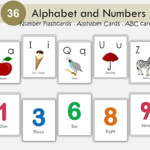 26 ABC Flash Cards, Alphabet Cards, A-Z Cards, Learn ABCs, Alphabet Flashcards, Numbers 1-10 Flashcards, Montessori Cards, Digital Download