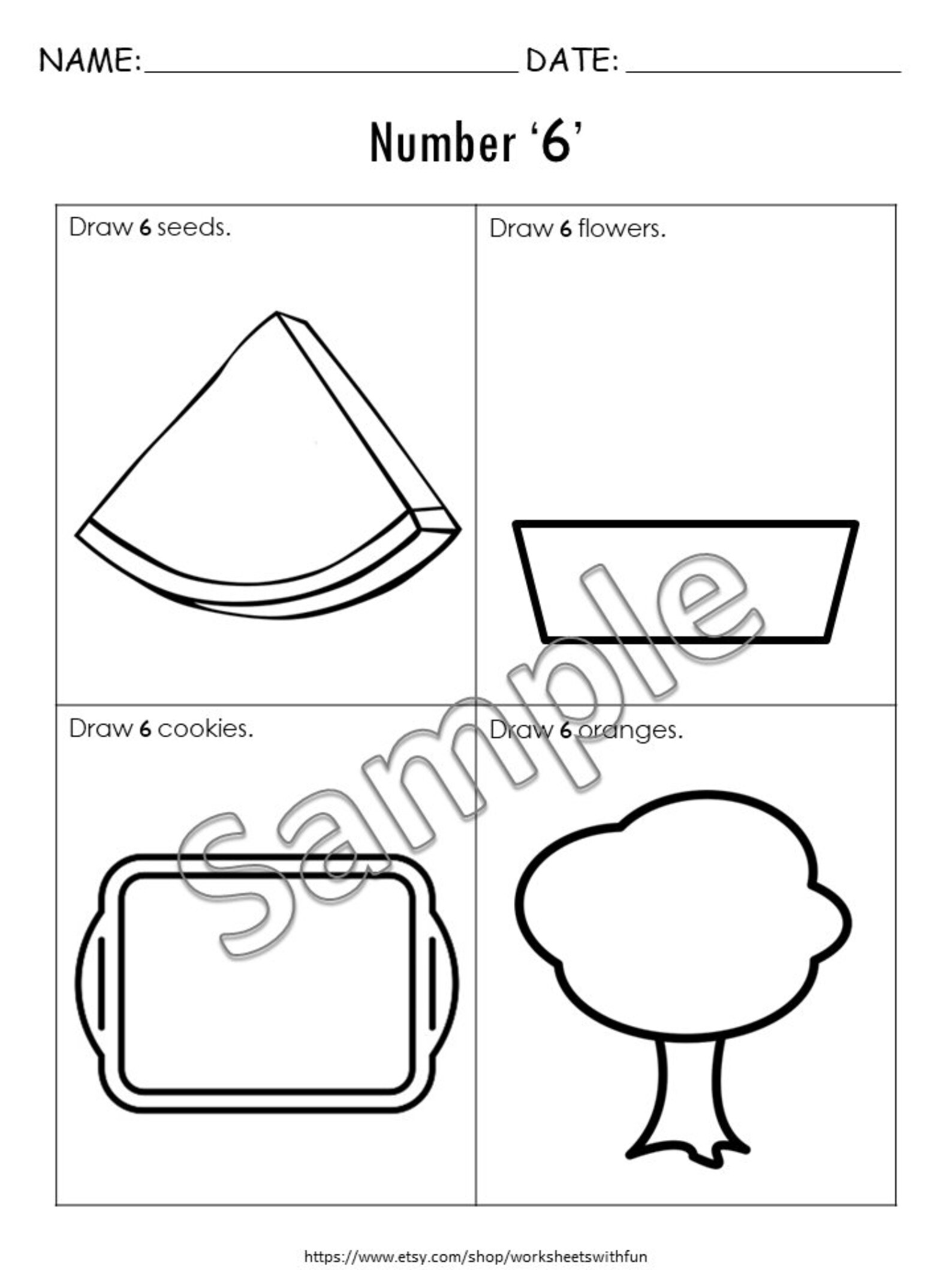 Number of the day printable number of the week numbers 1 10 etsy