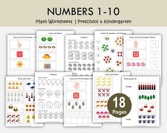 Preschool Math Worksheets Bundle | Kindergarten Math Activities ...