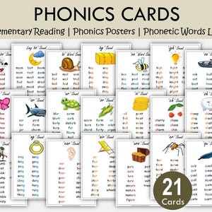 Cartes phoniques pour la maternelle | Posters de Phonics | Lecture au primaire | Liste de mots phonétiques | Téléchargement numérique
