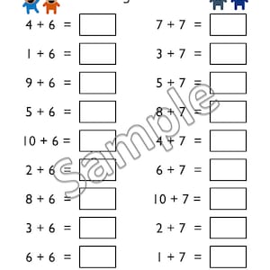 Math Worksheets Printable, Addition and Subtraction Facts, Math Review Packet,  Kindergarten Curriculum, Grade 1, Homeschool