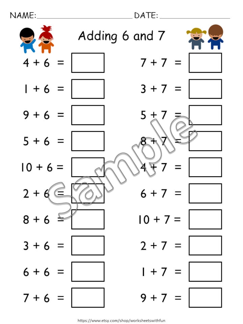 Math Worksheets Printable, Addition and Subtraction Facts, Math Review Packet,  Kindergarten Curriculum, Grade 1, Homeschool