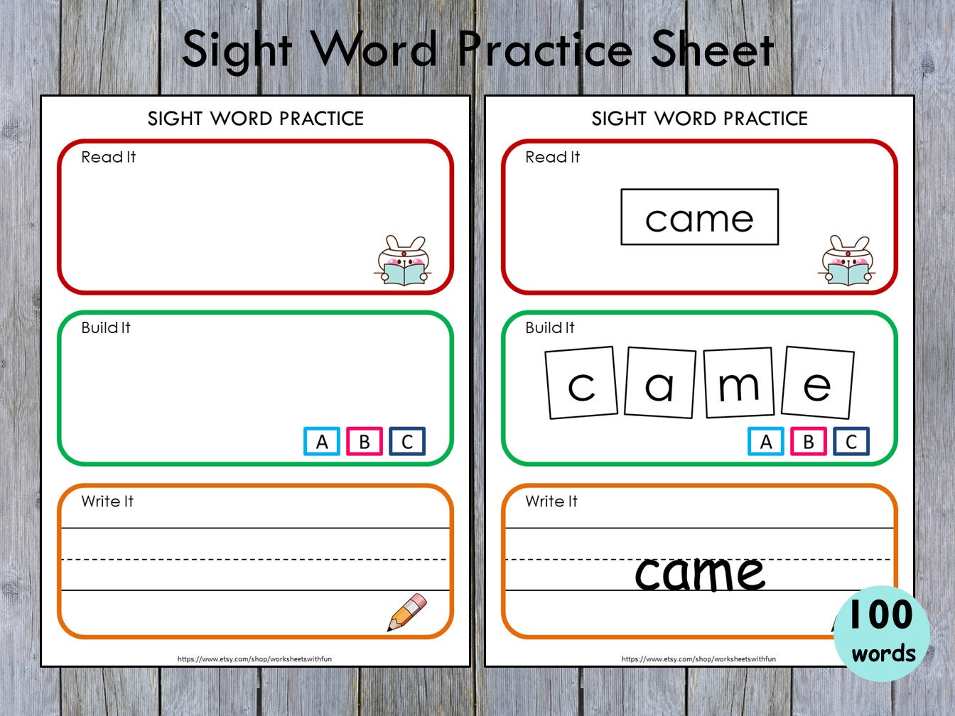 Sight Words Activity Printable Kindergarten Sight Words - Etsy