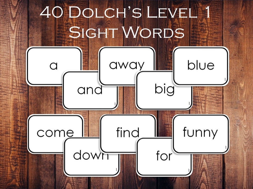 40 Dolch Pre-Primer Sight Words Level 1 Flashcards Dolch | Etsy