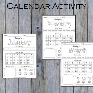 Preschool Calendar Worksheets Printable, Kids Monthly Digital Calendar ...