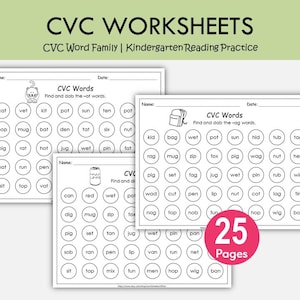 CVC Word Family Worksheets | Dab & Color Phonics Activities | Kindergarten Literacy Centers | Preschool Reading Practice | Printable PDF image 1
