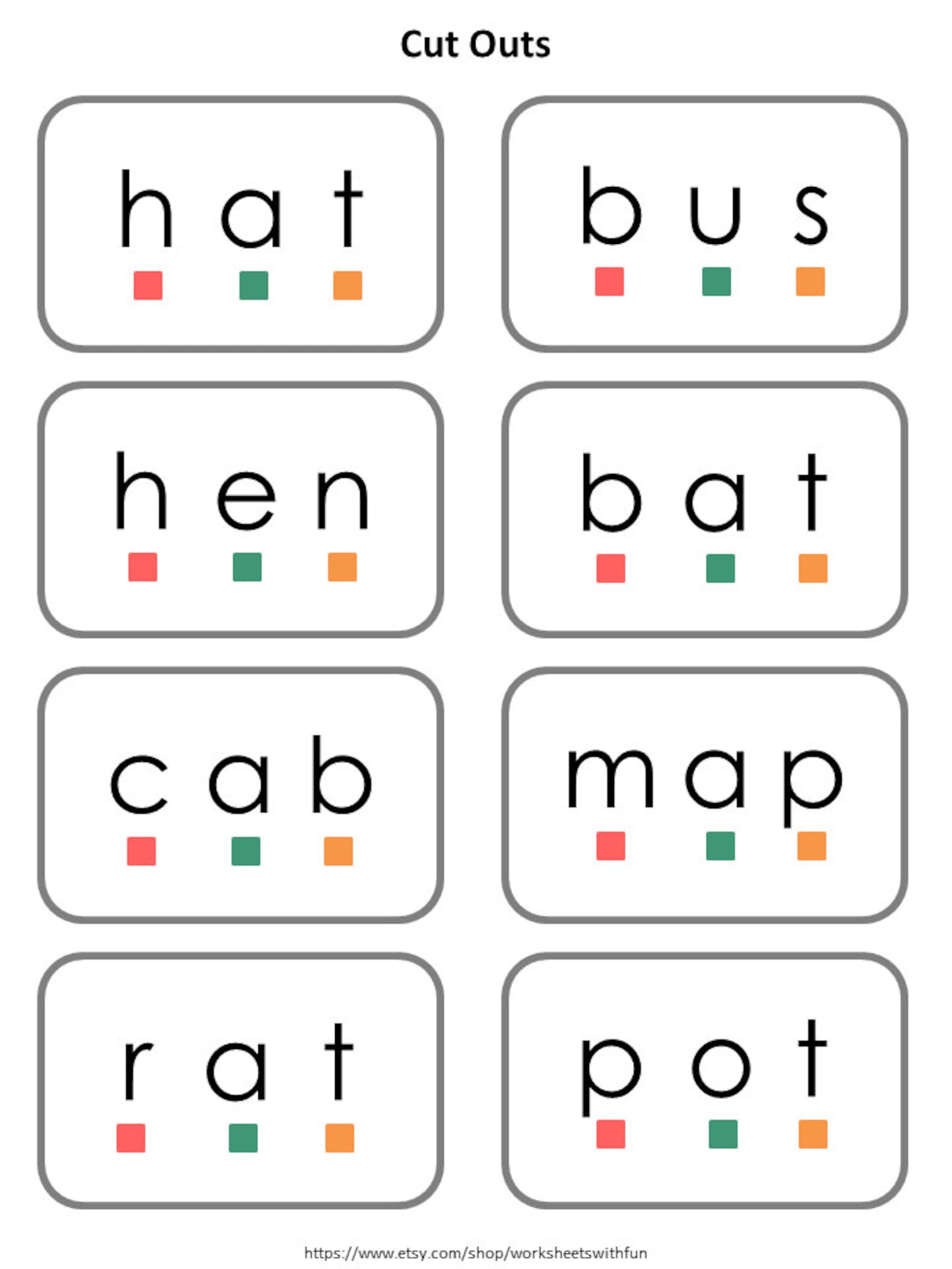 CVC Word Building Mats Printable | Phonics & Spelling Activities for ...