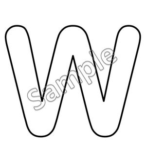 May include: A black and white printable coloring page featuring the letter W.  Color the Letter.