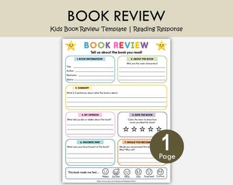 Kids Book Review Template Printable | Book Report & Reading Response | Grade 1–3 | Summer Reading Log | Homeschool PDF