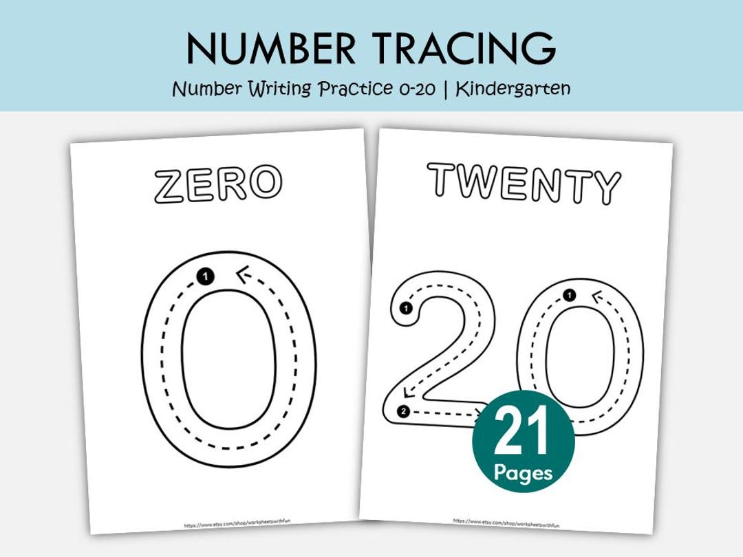 Number Tracing Worksheets 0-20 Printable, Preschool Math Numbers ...