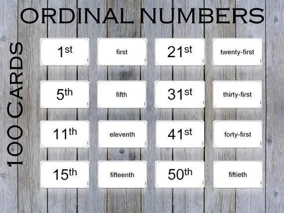 numbers flashcards printable ordinal numbers 1 50 learning etsy