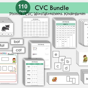 Mots CVC, Feuilles de travail CVC, Cartes flash CVC, Objets, Générateur de mots, Liste de mots pour enfants, Familles de mots, Traçage, Générateur de phonétiques, Jardin d'enfants