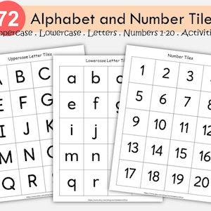 Alphabet Flashcards, Uppercase and Lowercase, Letters Tiles, Numbers 1-20 Cards, Preschool Printable, Word Work, Spelling Activity