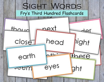 100 Printable Fry's Third Hundred Sight Word Flashcards - Grade 2 - Grade 3 - Sight Words - High Frequency Words - Tricky Words