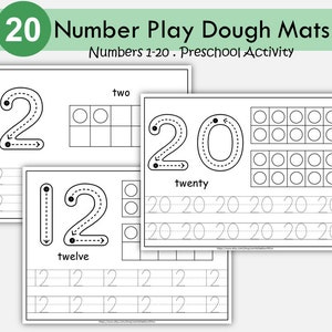 Number Worksheets for Preschool, Kindergarten Writing Practice, 1-20 Number Tracing Worksheets, Counting to 20 Printable Number Workbook