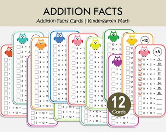Utskrivbara additionskort för barn | Matematikkort för dagis | Additionsövning för förskola | Matematikaktivitet för hemundervisning i PDF-format