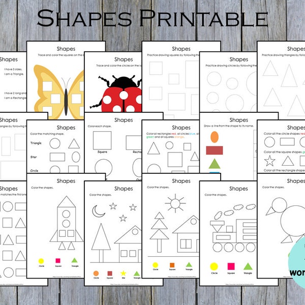 Shapes Worksheets, Shapes Learning, Shapes Matching Printable, Shapes Tracing, Toddlers, Preschool 2D Shapes, Kindergarten Curriculum, Kids