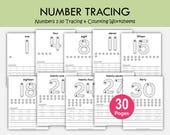 Number Tracing Worksheets 1–30 Printable | Preschool & Kindergarten Math | Number Writing and Counting Practice