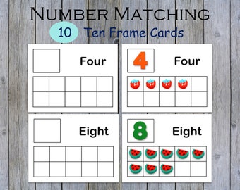 Ten Frame Cards for Toddlers, Numbers 1-10, Number Sense, Count and Number Match Activity for Preschool, Kindergarten Math, Digital Download