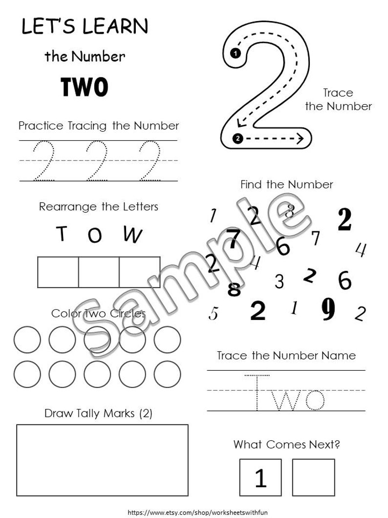 Arbetsblad med sifferuppfattning 1-10 | Matematikaktiviteter för dagis | Räkningsövningar med siffror | Arbetsbok för förskola | Matematik för hemskola i PDF-format bild 2