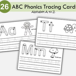 26 cartes calques ABC Phonics, cartes calques alphabet, feuilles de calcul calques alphabet, écriture préscolaire-maternelle, majuscules et minuscules