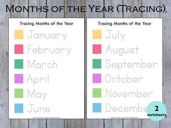Months of the Year Printable Months Names Tracing - Etsy UK